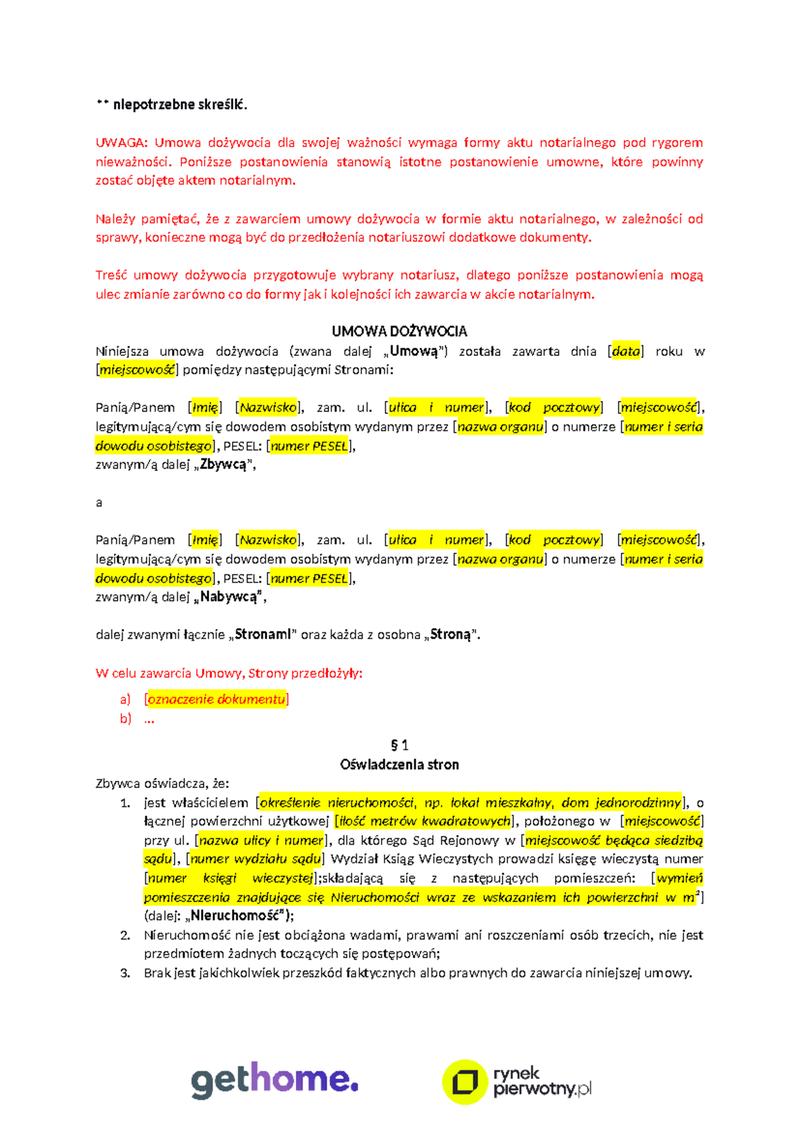 Zabezpieczenie interesów w umowie dożywocia